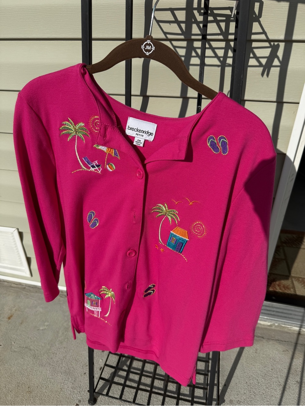 Breckenridge Magenta Embroidered Beach Cardigan